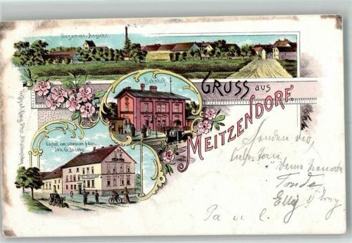 Meitzendorf 1898 Bahnhof Gasthaus zum schwarzen Adler