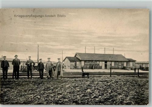 Biblis 1915 Kriegsverpflegungs-Anstalt Biblis Bahnhof Wächter Offizier Wachhund