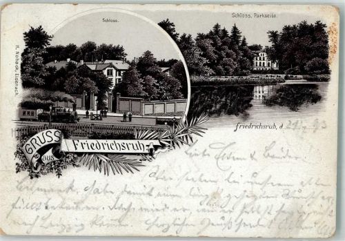 21521 W2055 Friedrichsruh b Hamburg 1893 Lithographie Vorläufer Druck um 1890 Schloss Friedrichsruh Park Parkteich Eisenbahn