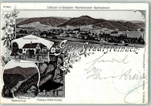 Stadtsteinach 1899 Wasserheilanstalt Grotten Nordek-Eingang Walkürenruh