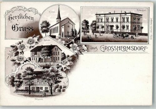 Hermsdorf Vorläufer Grosshermsdorf Rittergut Pfarrhaus Schule
