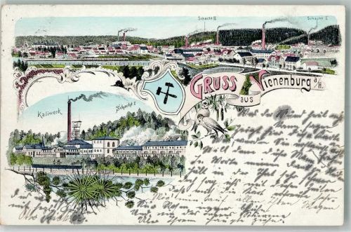 Vienenburg 1901 Bergmannswappen Kaliwerk Schacht I und II Bahnpost