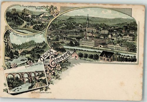 07985 O6603 Elsterberg , Vogtl Lithographie Vorläufer Druck um 1890 Elstertalbrücke Ruine Lobdaburg Burgkeller Steinicht
