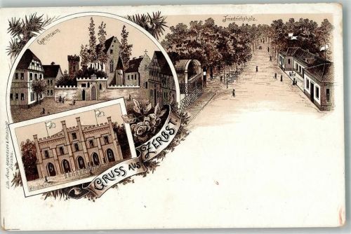 Zerbst Vorläufer Druck um 1890 Friedrichsholz Hauptwache Gymnasium