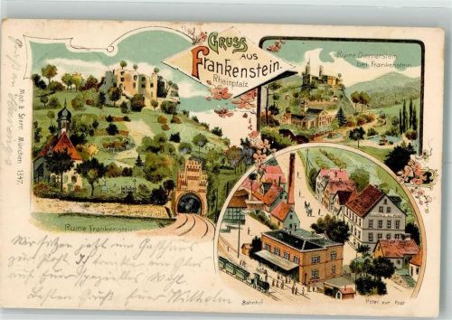 Frankenstein 1899 Ruine Frankenstein Bahnhof Ruine Diemerstein