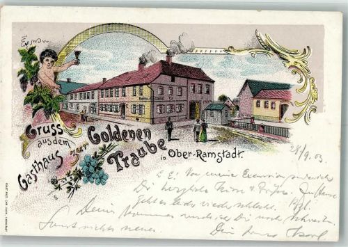 Ober-Ramstadt 1903 Gasthaus zur Goldenen Traube Putto