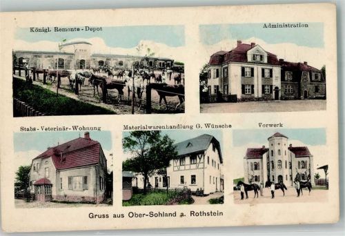 Sohland 1917 Kgl. Remonte-Station Pferdegatter Administration Stabsveterinär-Wohnung Vorwerk
