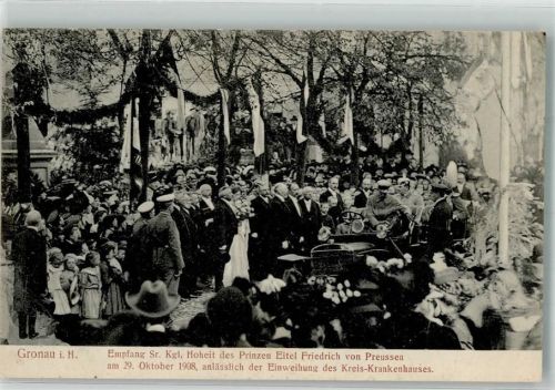 31028 W3212 Gronau Leine 1908 Foto AK Kreis-Krankenhaus-Einweihung 29. Okt. 1908 Empfang von Prinz Eitel Friedrich von Preussen