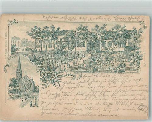 Freital 1901 Vorläufer Druck um 1890 Döhlen Gasthaus zu Döhlen Lutherkirche
