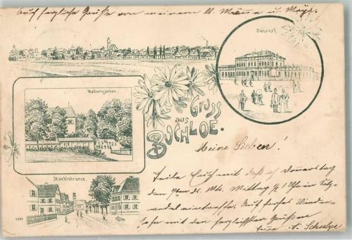 Buchloe 1899 Vorläufer Druck um 1890 Marktstraße Gasthaus Kellergarten Bahnhof