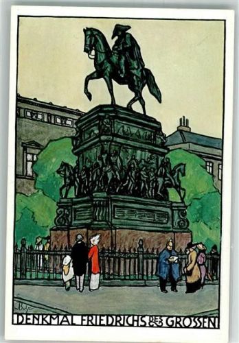 Berlin Mitte 1912 sign. W. Buhe Lehrerversammlung Denkmal Friedrich des Großen