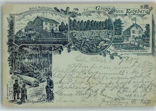 Felsberg 1897 Vorläufer Druck um 1890 Gasthaus Forsthaus Riesensäule Hotel Haberkorn Felsenmeer