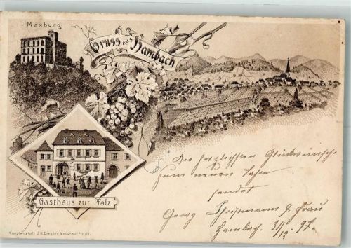 Hambach 1898 Gasthaus zur Pfalz Maxburg