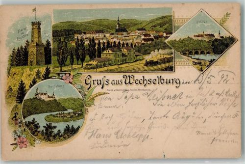 Wechselburg 1892 Vorläufer Druck um 1890 Turm zu Rochlitz Rochsburg Bahnhof