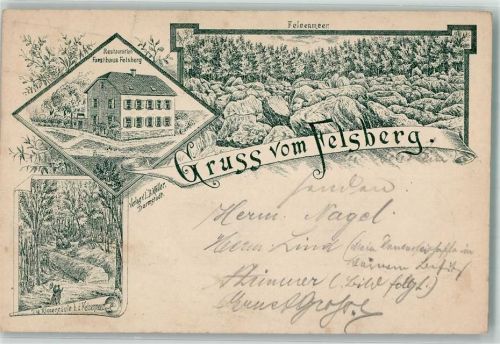 Felsberg 1896 Vorläufer Druck um 1890 Felsenmeer Gasthaus Forsthaus Felsberg Riesensäule