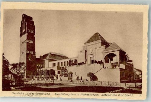 Darmstadt 1908 Ausstellungshaus + Hochzeitsturm Architekt Prof. Olbrich Jugendstil