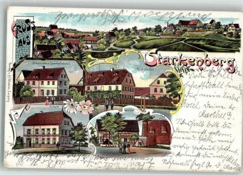 Starkenberg 1912 Geschäftshaus Schmutzler Schule Gasthaus Gut Roland