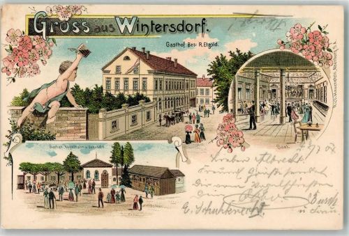 Wintersdorf 1904 Gasthaus Etzgold Saal Putto