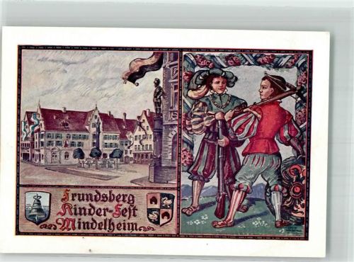 Mindelheim Frundsberg-Kinderfest 1925 Kinder-Schützen Vorderlader Armbrust Marktplatz Wappen