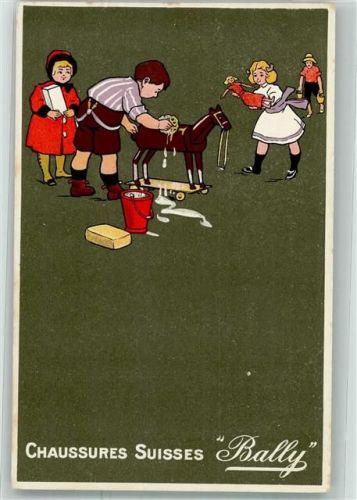 1906 - 1912 Chaussures Suisses Bally Schuhe Kinder Spielzeug Holzpferd Puppen