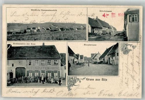 Bitz 1908 Schulstrasse Gasthaus zur Rose Hauptstrasse