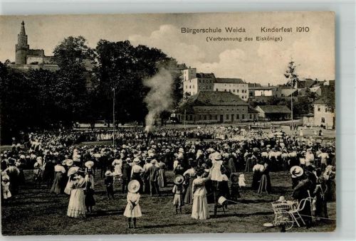 Weida Kinderfest 1910 Bürgerschule Weida Verbrennung des Eiskönigs