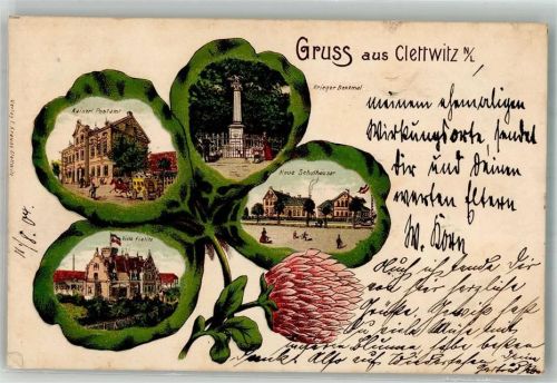 Klettwitz 1904 Kais. Postamt Villa Fielitz Kriegerdenkmal Neue Schulhäuser