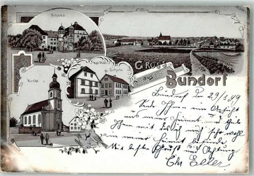 Bundorf 1899 Schloss Kirche Kgl. Post Schule