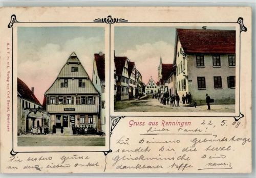 71272 W7253 Renningen 1909 - Geschäftshaus Karl Bentel