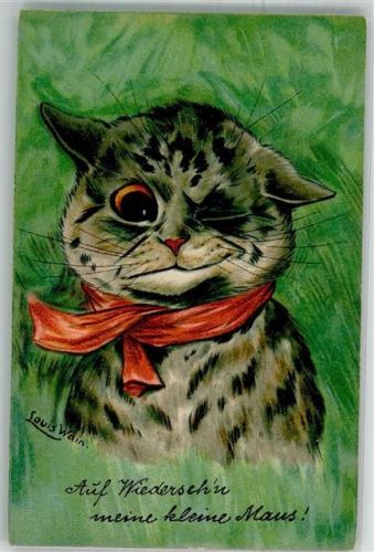 Auf Wiedersehen Katze Wain, Louis Künstlerkarte