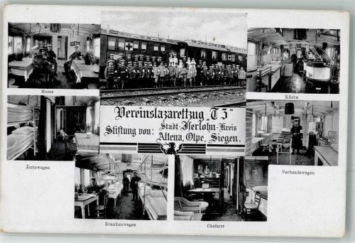 Iserlohn 1914 - 1918 Eisenbahn Vereinslazarett T 3 Innenansichten Verbandswagen Küche Kranenwagen