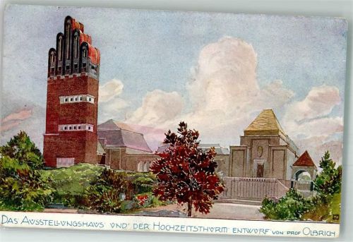 Darmstadt 1908 Ausstellungshaus + Hochzeitsturm Jugendstil von Prof. Olbrich