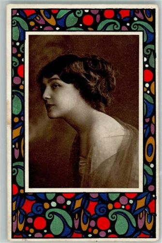 Serie 03225 WW Stoffmuster Frauenporträt W.R.B. & Co. Wien - Galerie Wiener Künstler 1916