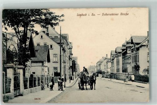 Limbach-Oberfrohna 1924 Hohensteiner Strasse Fuhrwerk Villen