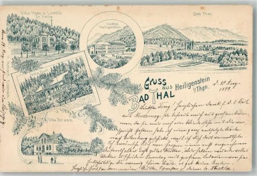 99842 O5907 Thal b Eisenach, Thür 1899 Lithographie Vorläufer Druck um 1890 Villa Rosa Villa Laetitia Villa Bramm Gasthaus Heiligenstein