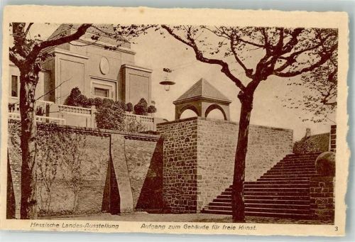 Darmstadt 1908 Landes Ausstellung Jugendstil Aufgang zum Gebäude für freie Kunst