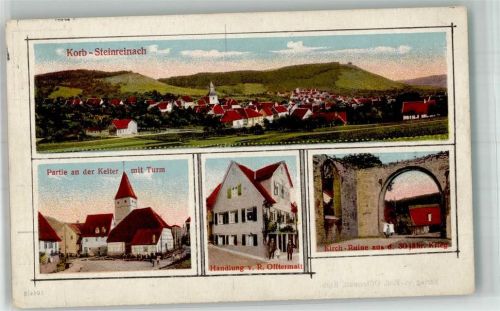 71404 W7054 Korb , Remstal 1919 - An der Kelter Handlung Offtermatt Kirchen-Ruine