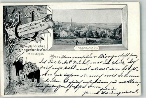Lengenfeld 1901 7. Voigtländisches Sängerbundesfest 1901 Frösche vermenschlicht Bauern bei Heuernte