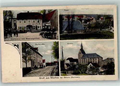 Mochau Dorfstrasse Klempnerei u. Materialgeschäft Dorfkirche