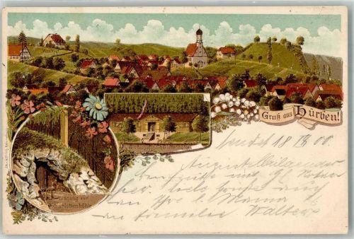 Hürben 1900 Charlottenhöhlen-Eingang Gasthaus zur Charlottenhöhle