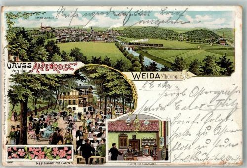 Weida 1905 Gasthaus Alpenrose Garten Frühstücksbuffet