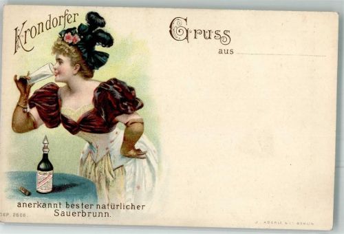 Korunni Kyselka 1899 Krondorfer Sauerbrunn Jugendstil Frau Hutmode lange Handschuhe