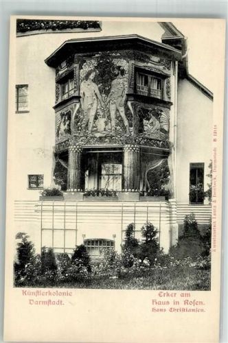 Darmstadt 1902 Künstlerkolonie Erker am Haus in Rosen Jugendstil
