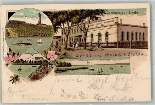 Gatow 1901 Gasthaus zur Linde Wilhelmsturm Seebrücke