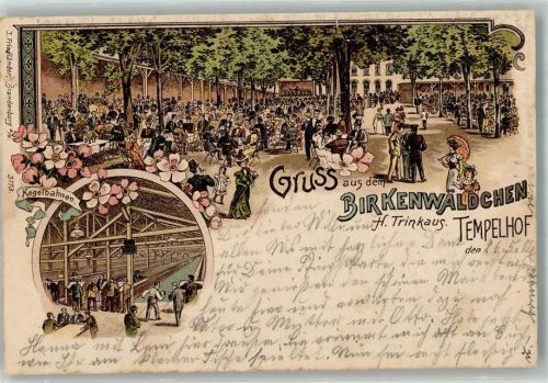 Tempelhof 1904 Gasthaus Etablissement Birkenwäldchen Gartenwirtschaft Kegelbahnen