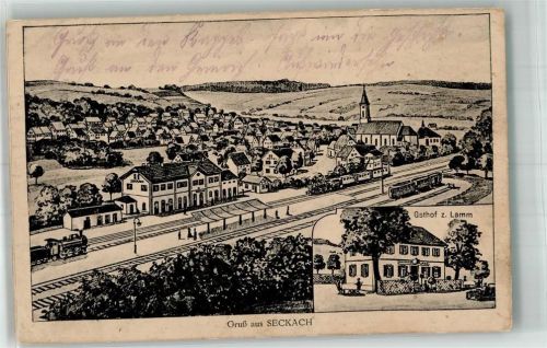 Seckach 1917 Bahnhof Gasthaus zum Lamm