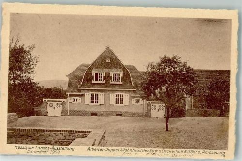 Darmstadt 1908 Hess. Landesausstellung Doppel-Wohnhaus Architektur