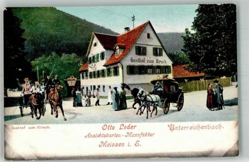 75399 W7267 Unterreichenbach , Kr Calw - Gasthaus zum Hirsch Kutschen Stempel Otto Leder AK-Manufaktur Meissen