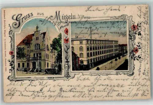 Mügeln 1902 Postamt Bismarckstrasse Paul Süss AG