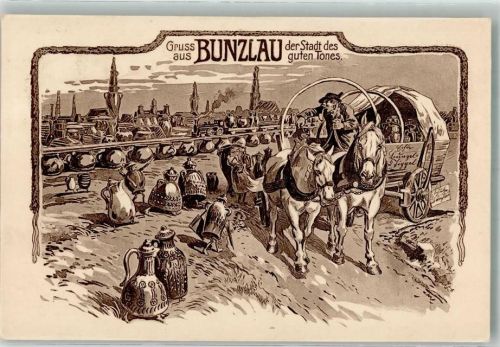 Bunzlau 1926 Humor vermenschlicht Tontöpfe